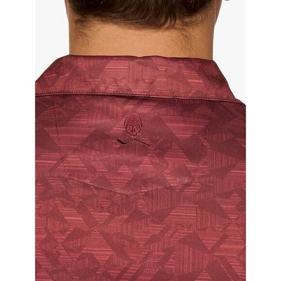 Robert Graham Men's Hydrus Short-Sleeve Knit Polo Shirt in Berry Size XL - Picture 4 of 10